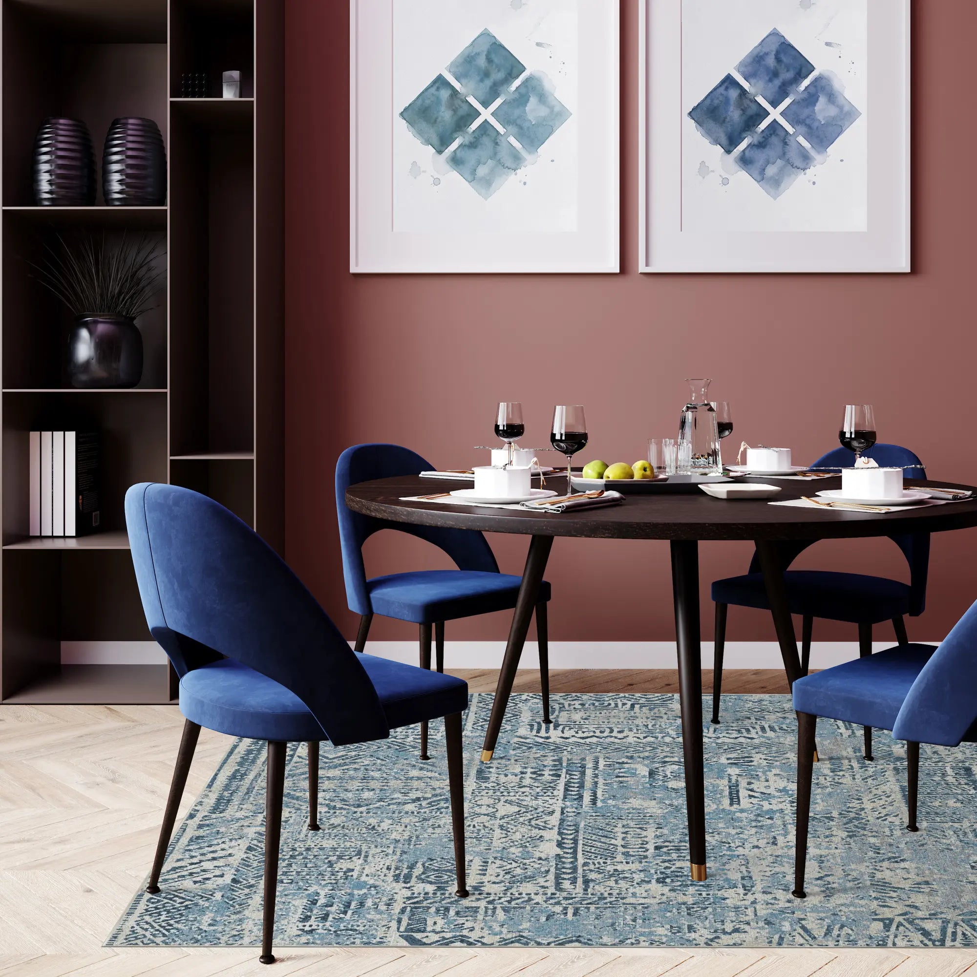 Indigo Mosaic Tribal Teppich