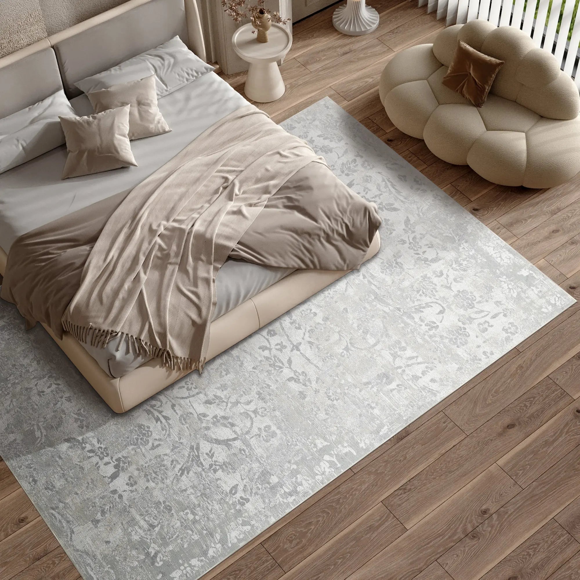 Silver Petal Spectral Grau Teppich