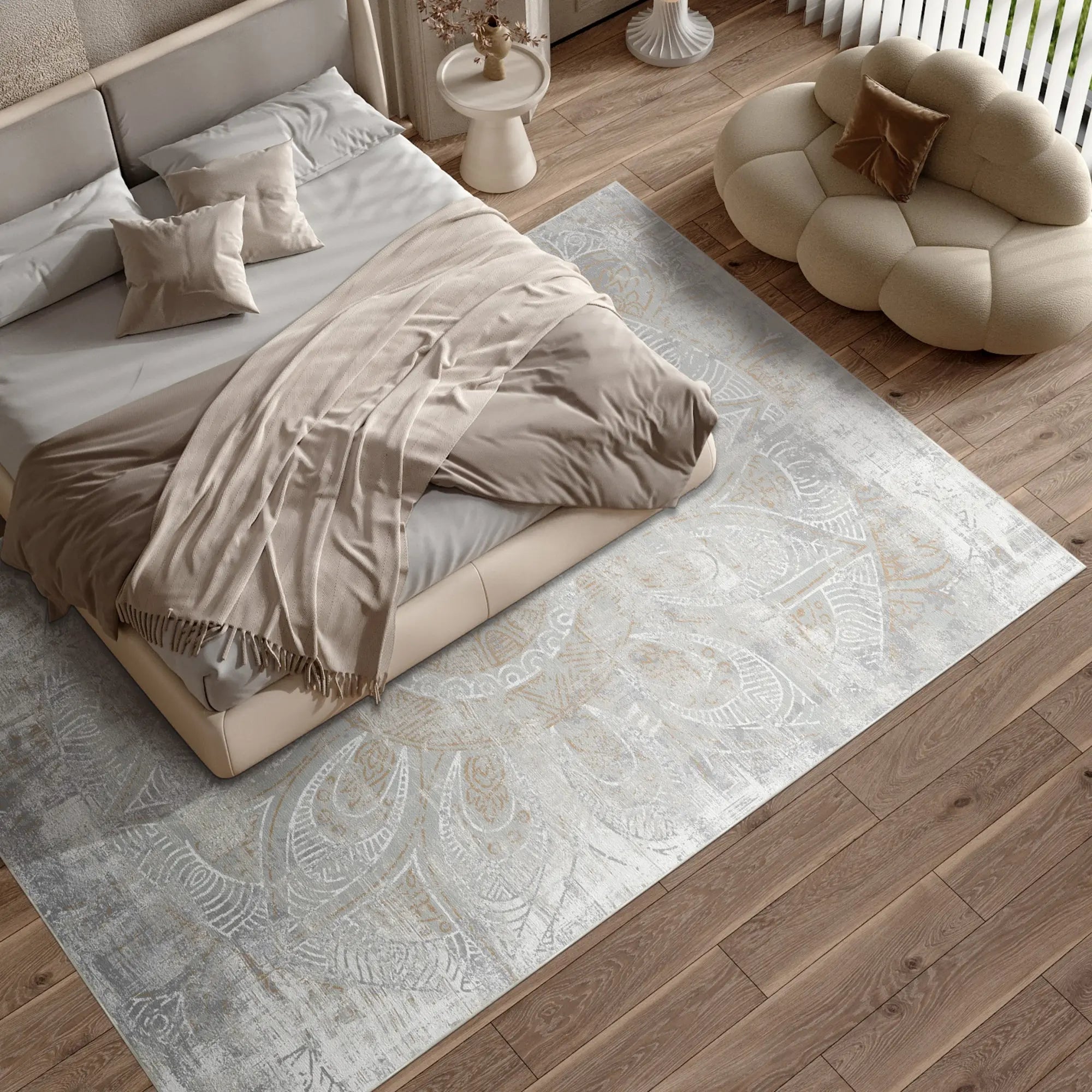 Bernstein Meridian Waschbarer Beiger Teppich – Bella Rugs