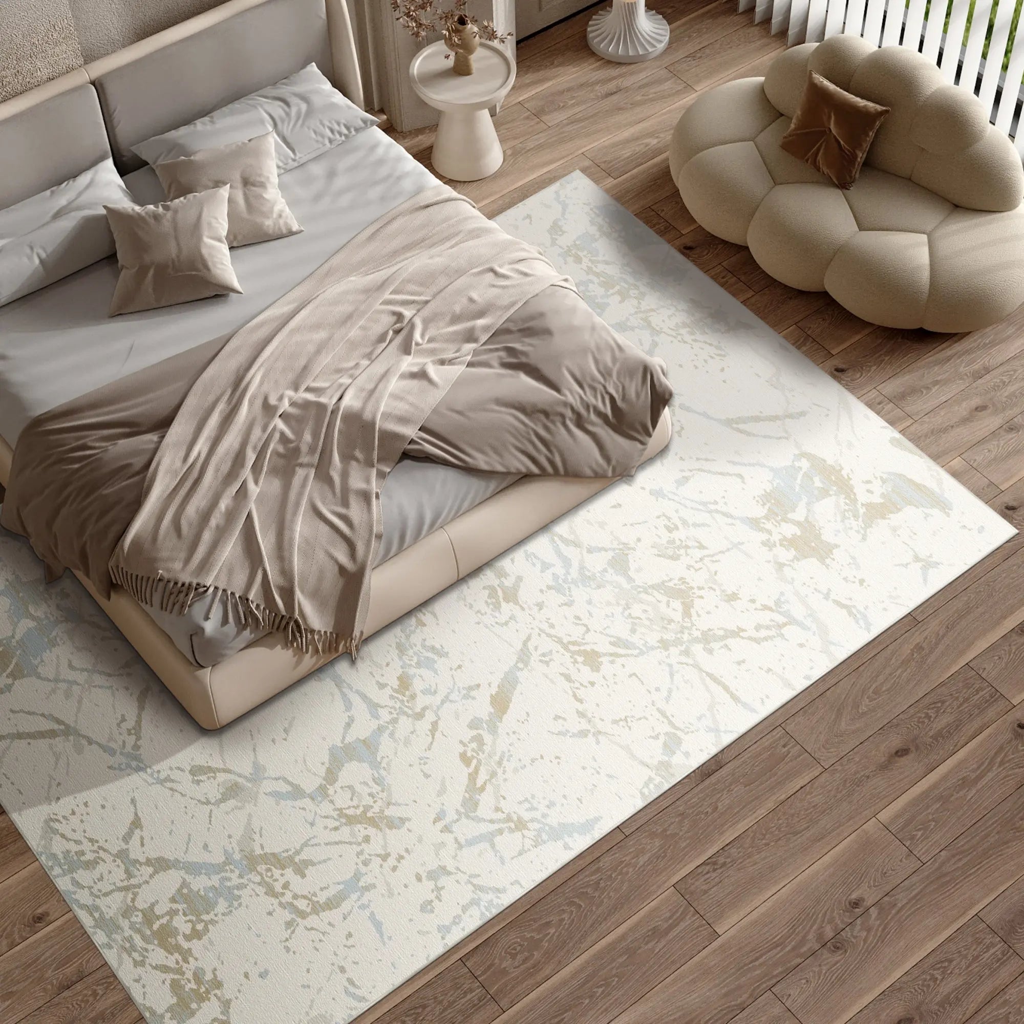 Arctic Quartz Waschbarer Marmor Teppich