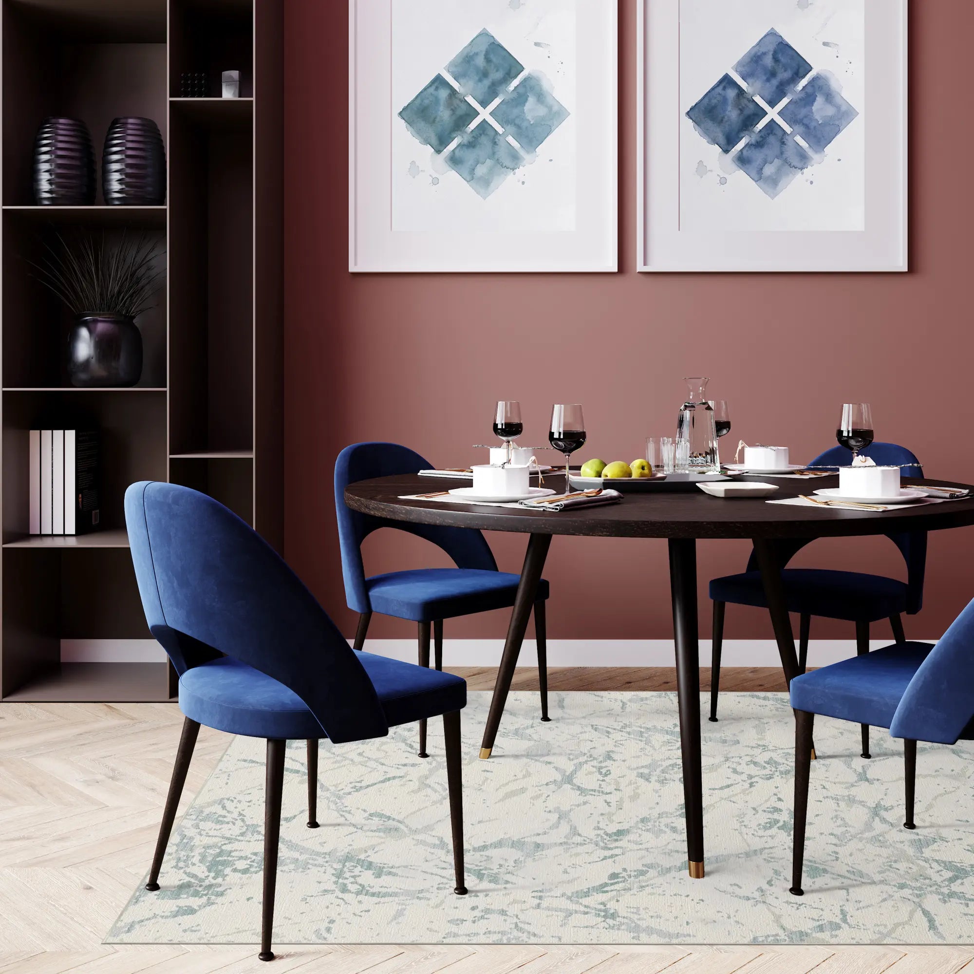 Azure Glaze Waschbarer Marmor Teppich