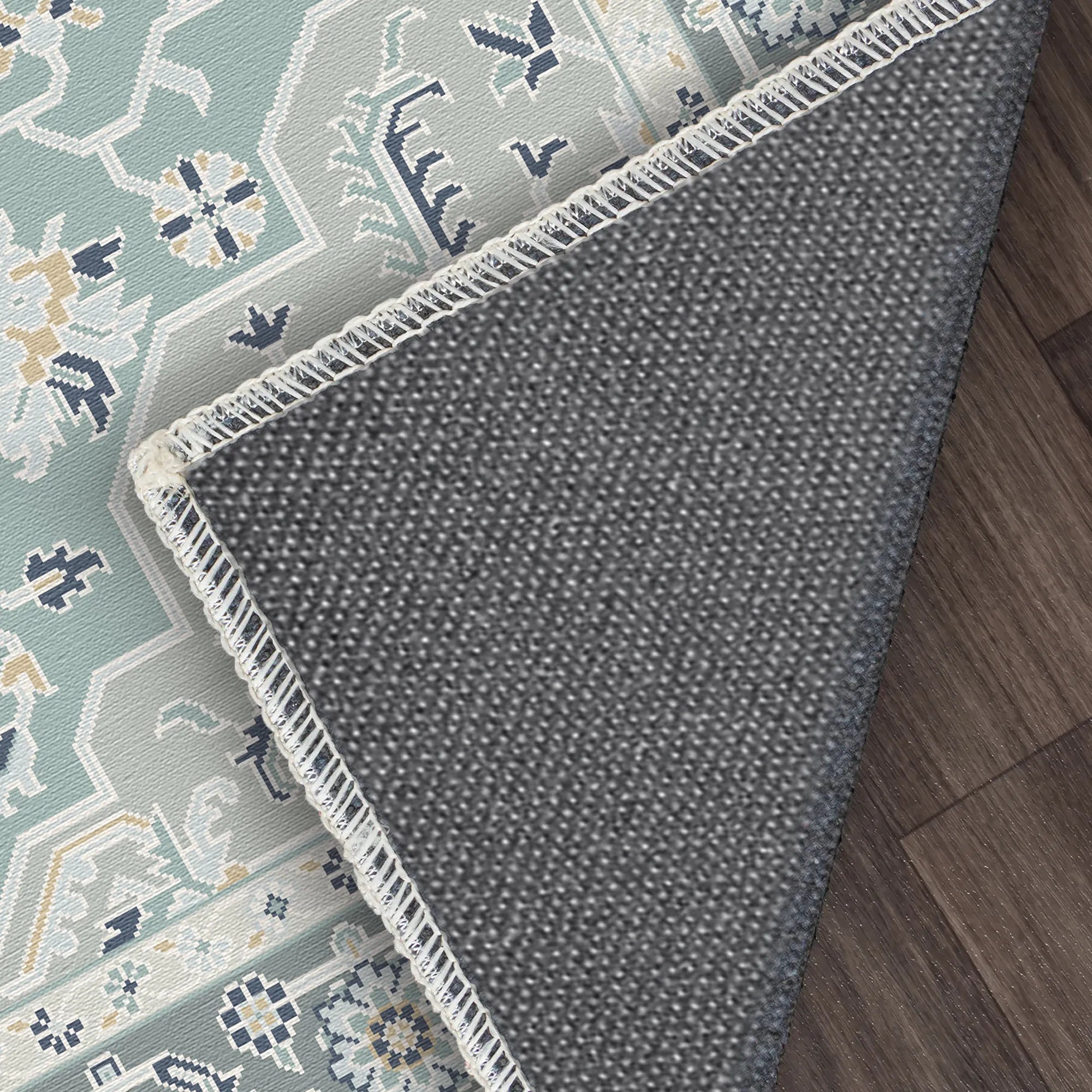 Lyra Silber Azurblauer Teppich