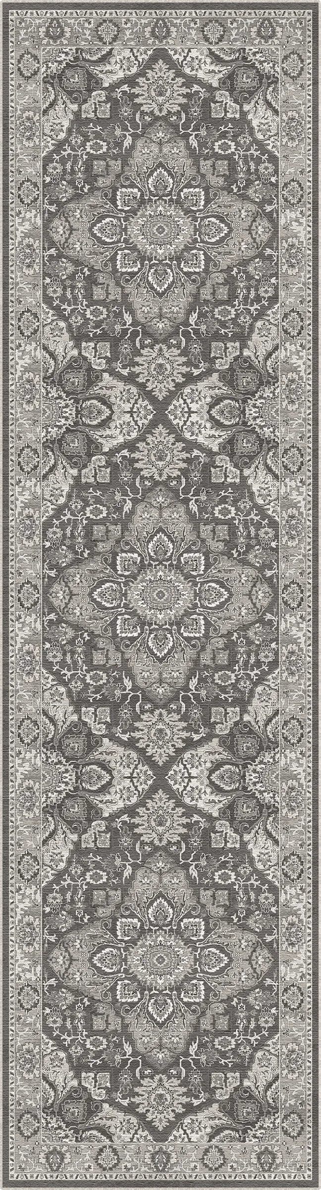 Gemusterter Teppich mit geometrischem Design in Grau und Schwarz