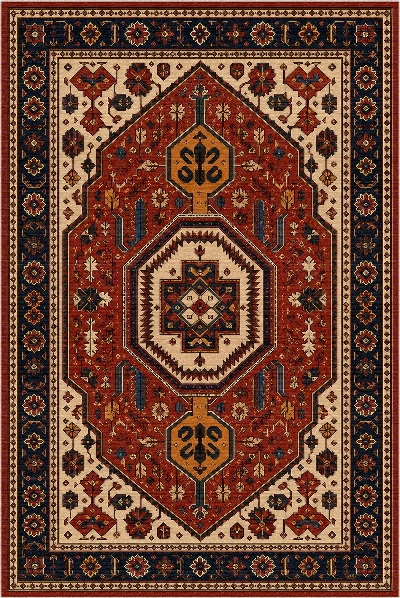 Antike anatolische Medaillon | Vintage Retro Teppich