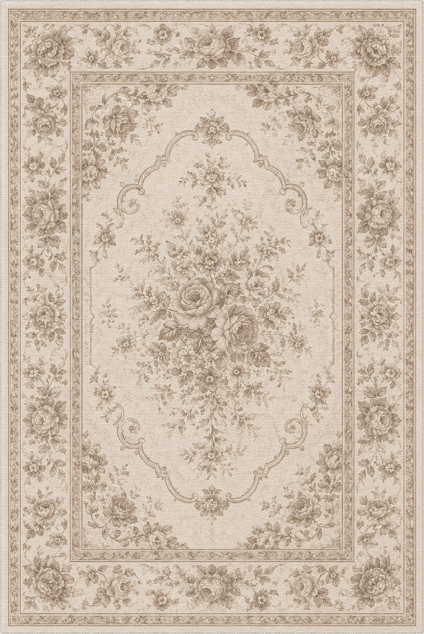 Weicher Vintage-Blumen-Medaillon-Teppich