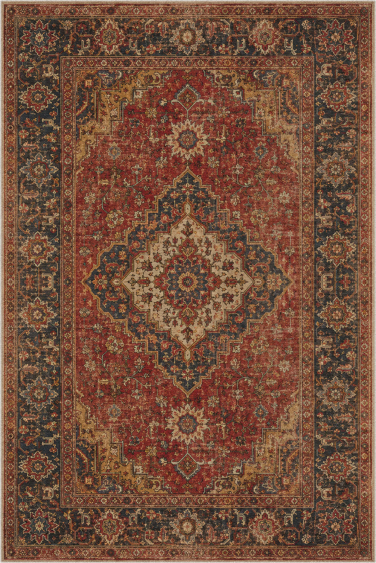 Traditioneller persischer Medaillon-Vintage-Teppich