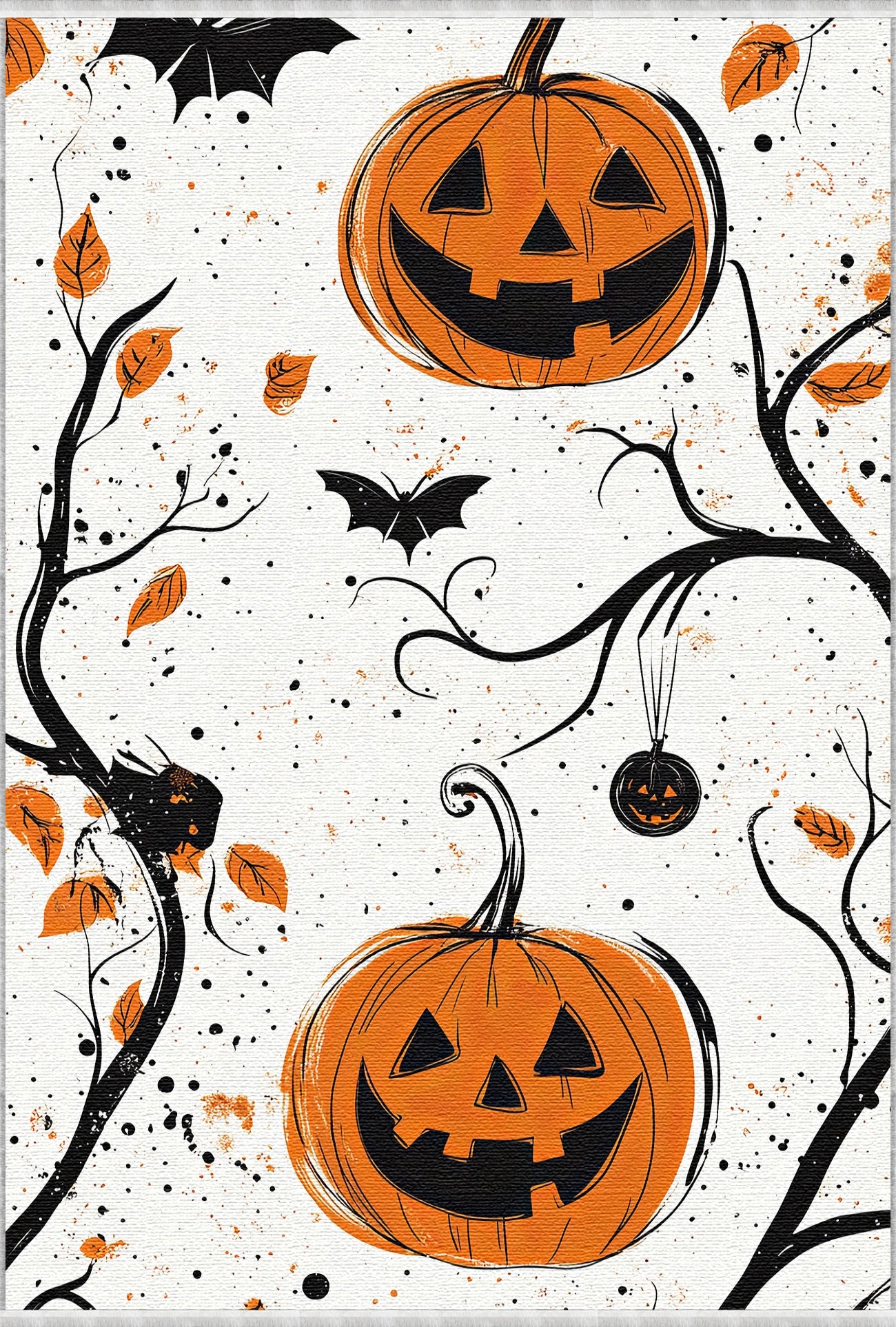 Minimalistischer Waschbarer Kürbis Herbstteppich