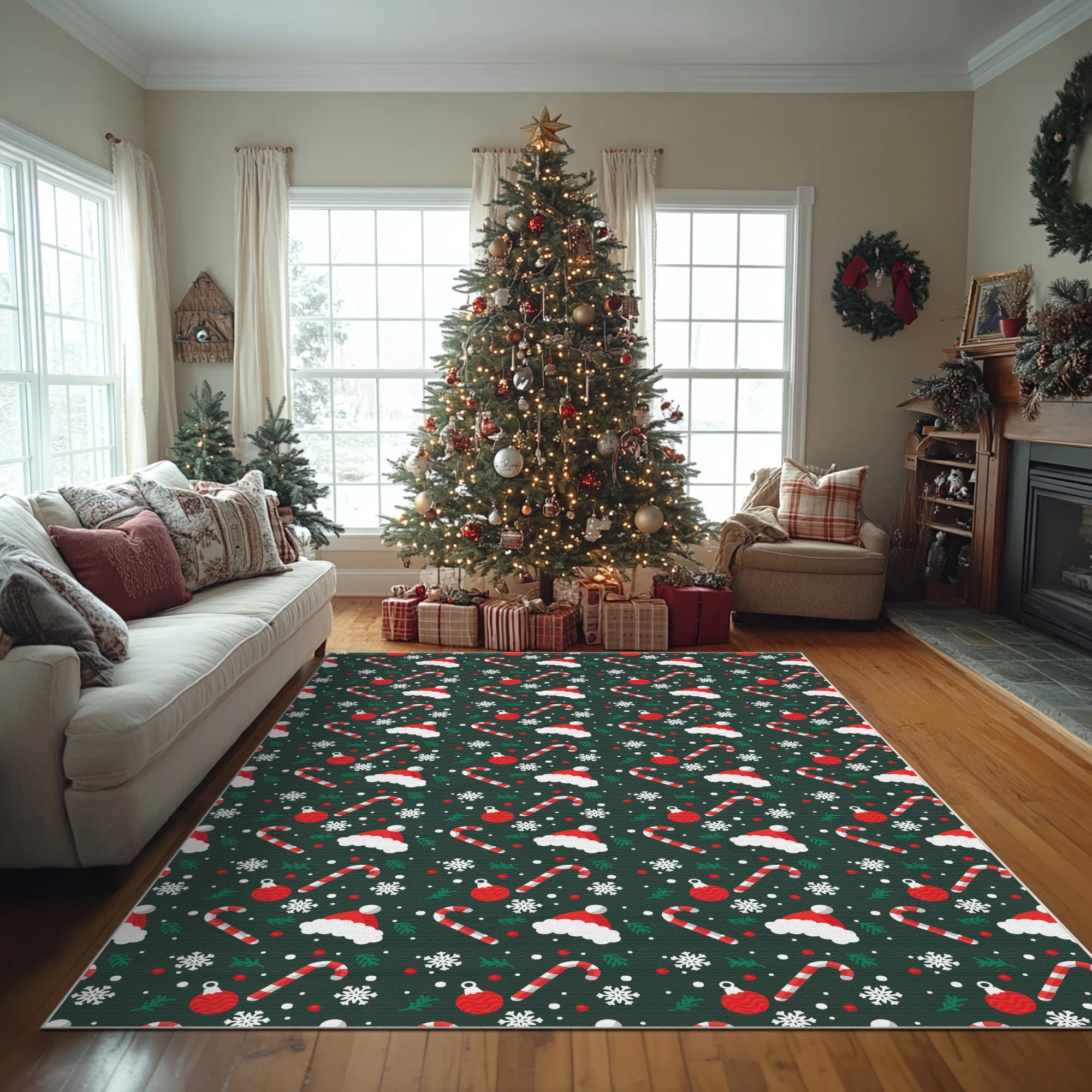 Weihnachtskugel Blumen Teppich