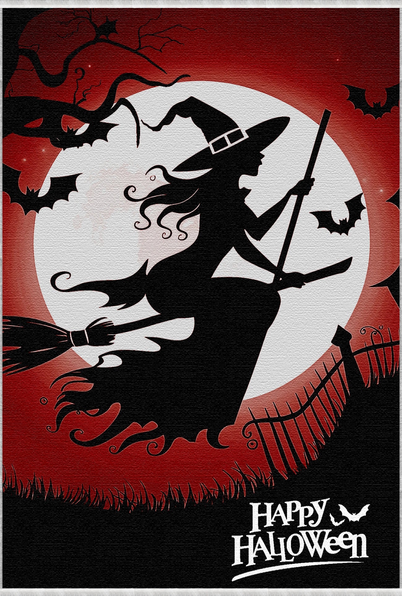 Halloween Teppich Fliegende Hexe Mond
