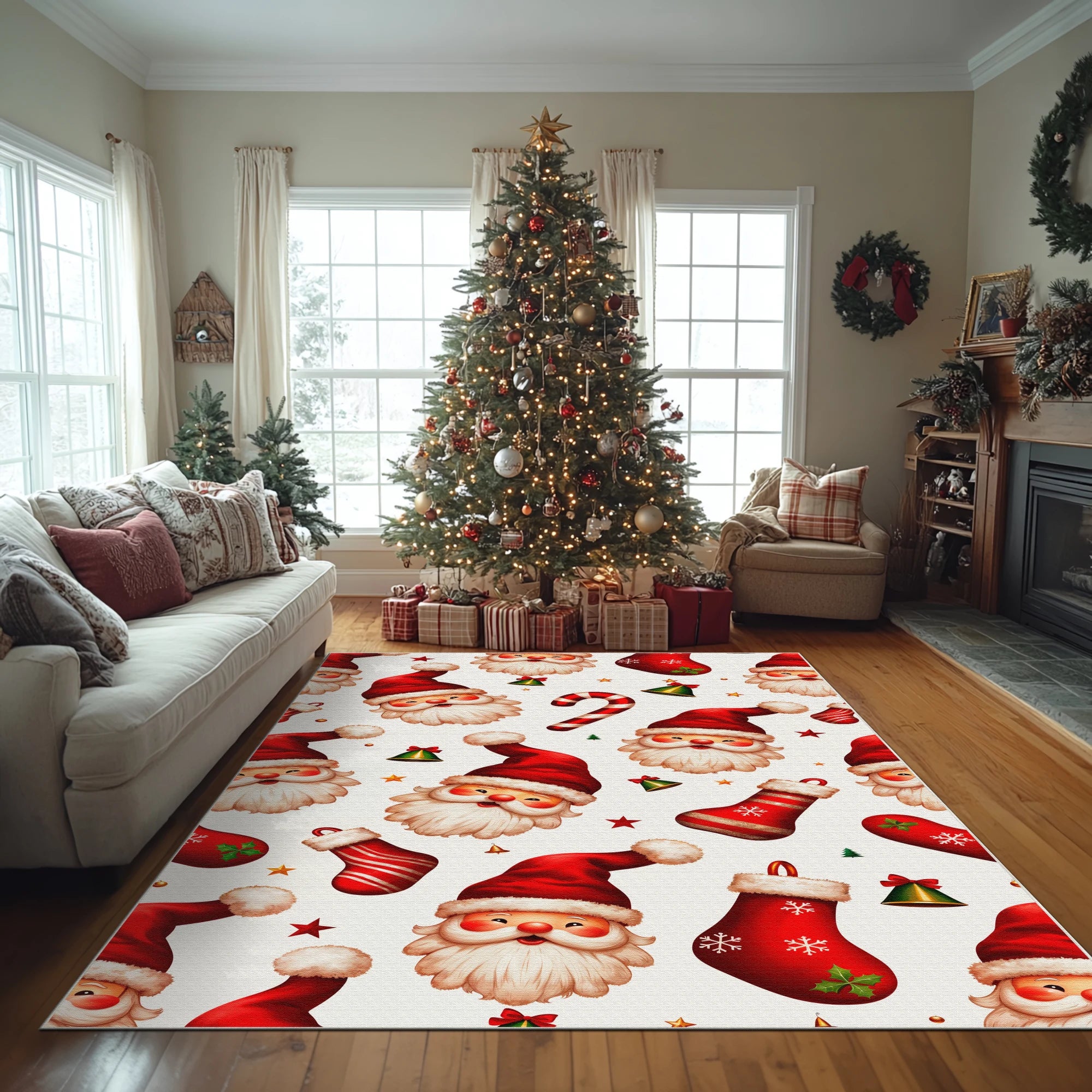 Waschbarer Weihnachtsmann Feiertags-Teppich