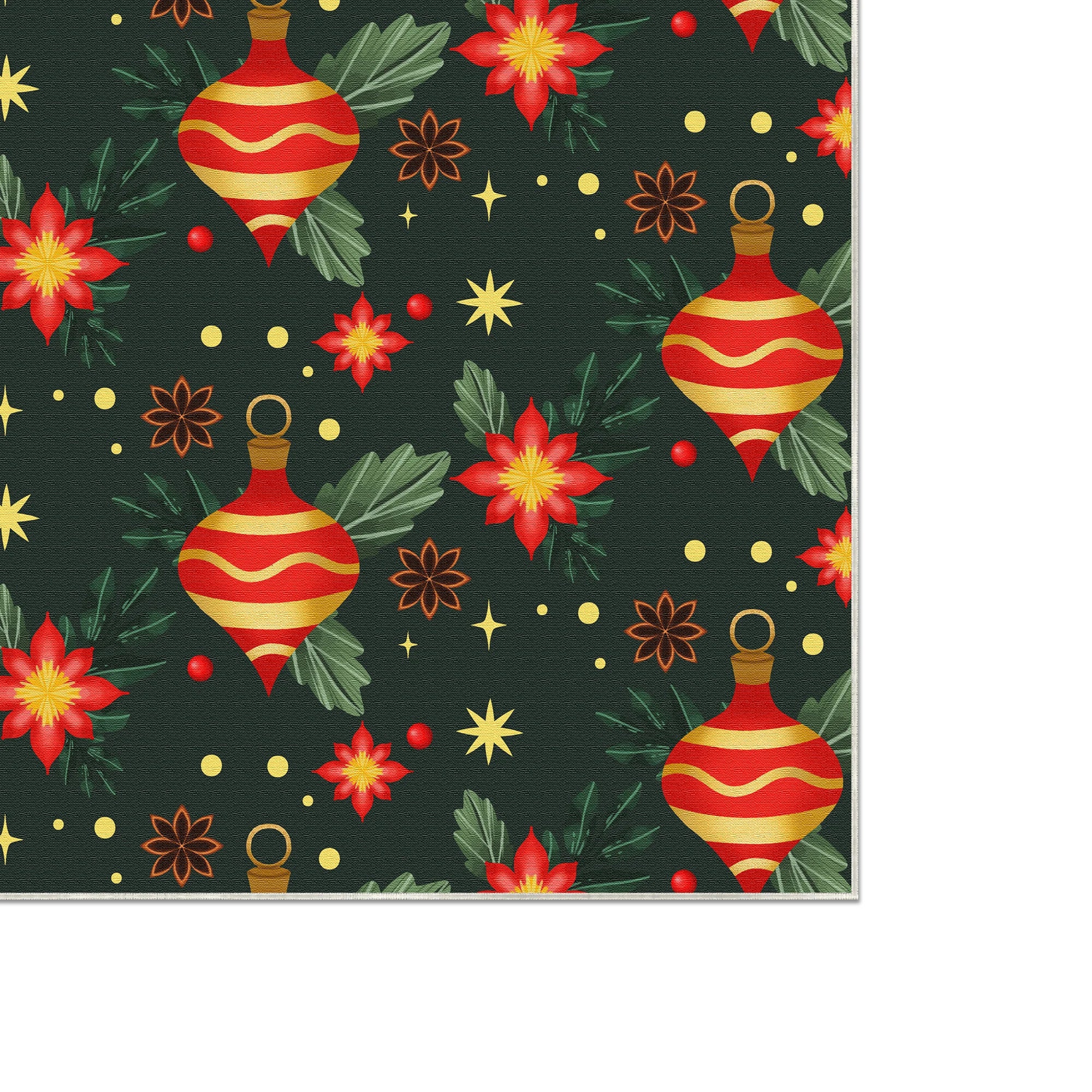 Weihnachtskugel Blumen waschbarer Teppich