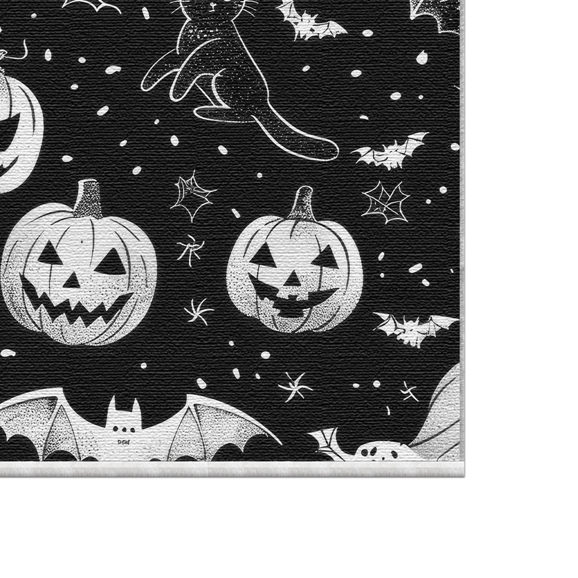Schwarze Katze Kürbis Halloween-Teppich