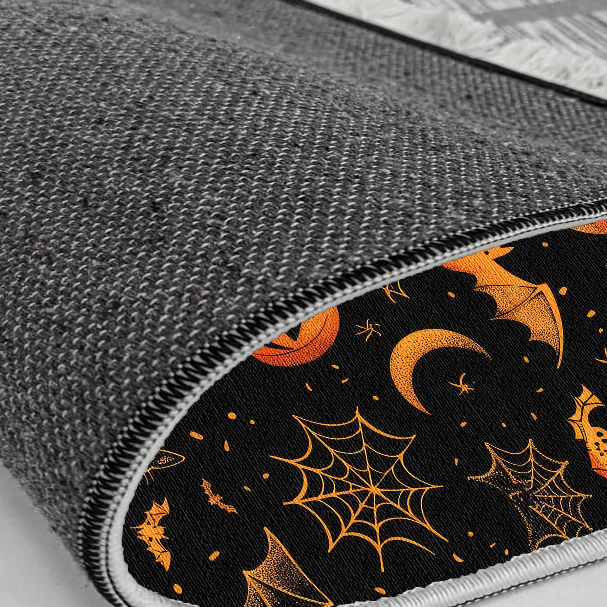 Orangefarbener Katzen Kürbis Halloween Teppich